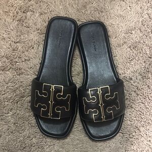 Tory Burch Black Geometric Logo Sandals